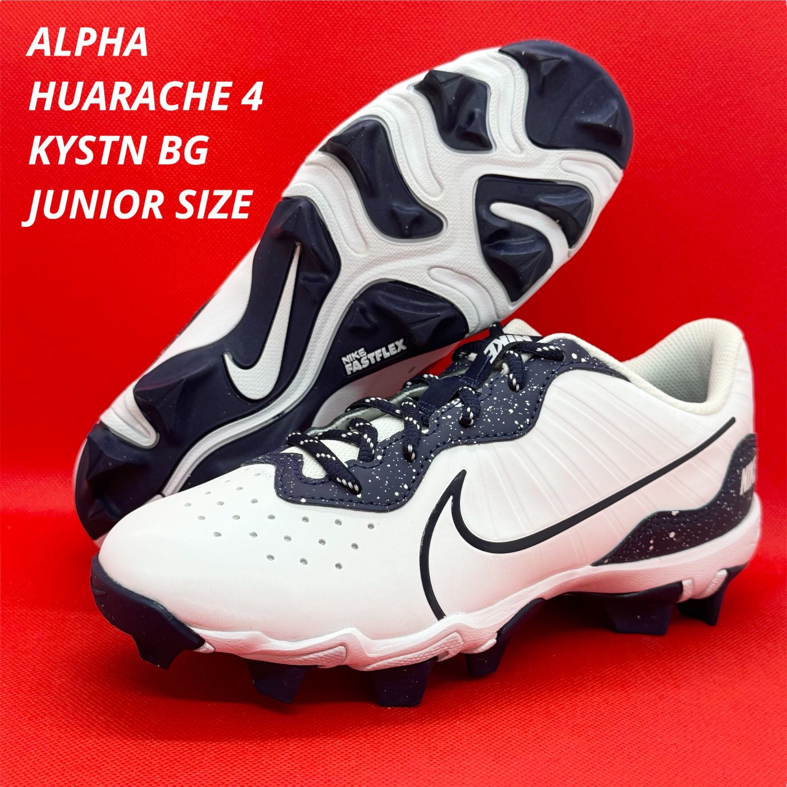 【新品未使用】NIKE HUARACHE 4 KYSTN 野球 スパイク箱無 NIKE Alpha Huarache 4 Keystone BG White/Midnight Navy/Pure