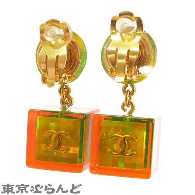 シャネル イヤリング シャネル CHANEL No5 キューブ イヤリング 97A ゴールドxイエロー