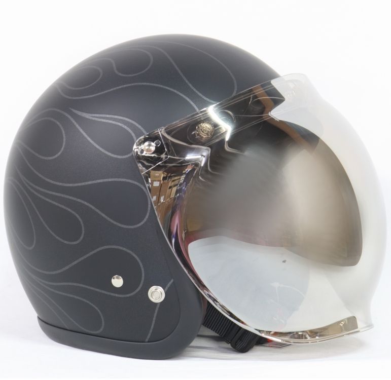 Rミラー バブルシールド付き ジェットヘルメット ★マットブラック 艶消し黒 ★交換用シールドオマケ！ ブラック ジェットヘルメット ミラーシールド付き