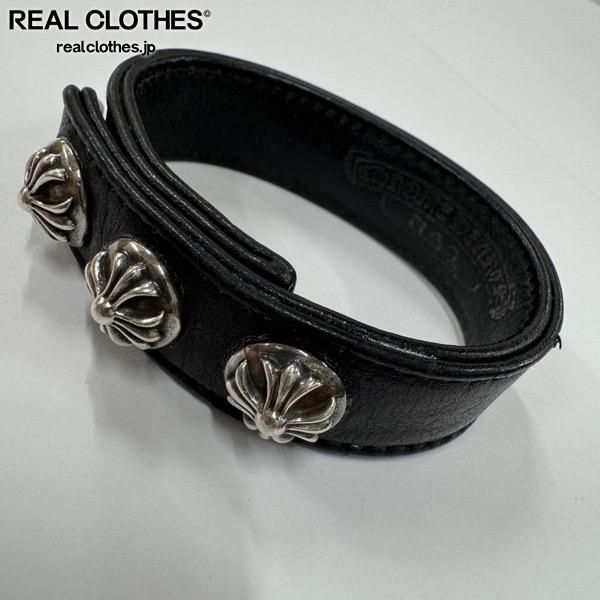 美品インボイス有クロムハーツ 3ボタン2スナップ レザーブレスレット CHROME HEARTS/クロムハーツ 3ボタン2スナップ レザー