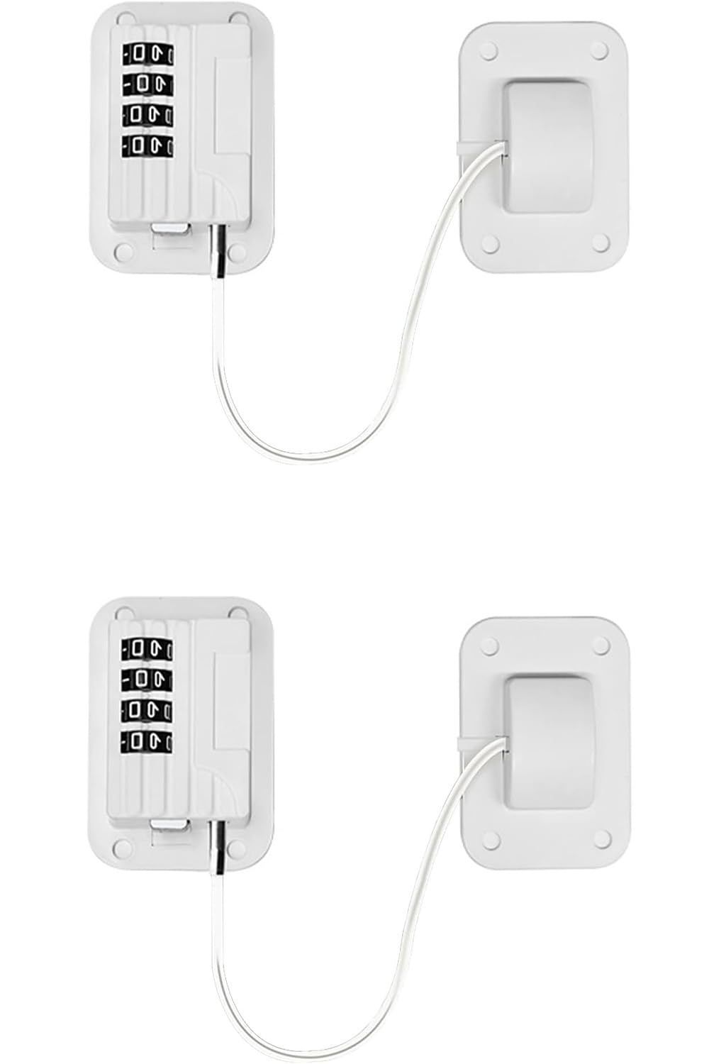 【在庫セール】両面テープ ダイヤル式 ワイヤーロック ドアロック 赤ちゃん対策 (ホワイト2個) 開閉窓ロック [FUPUONE]