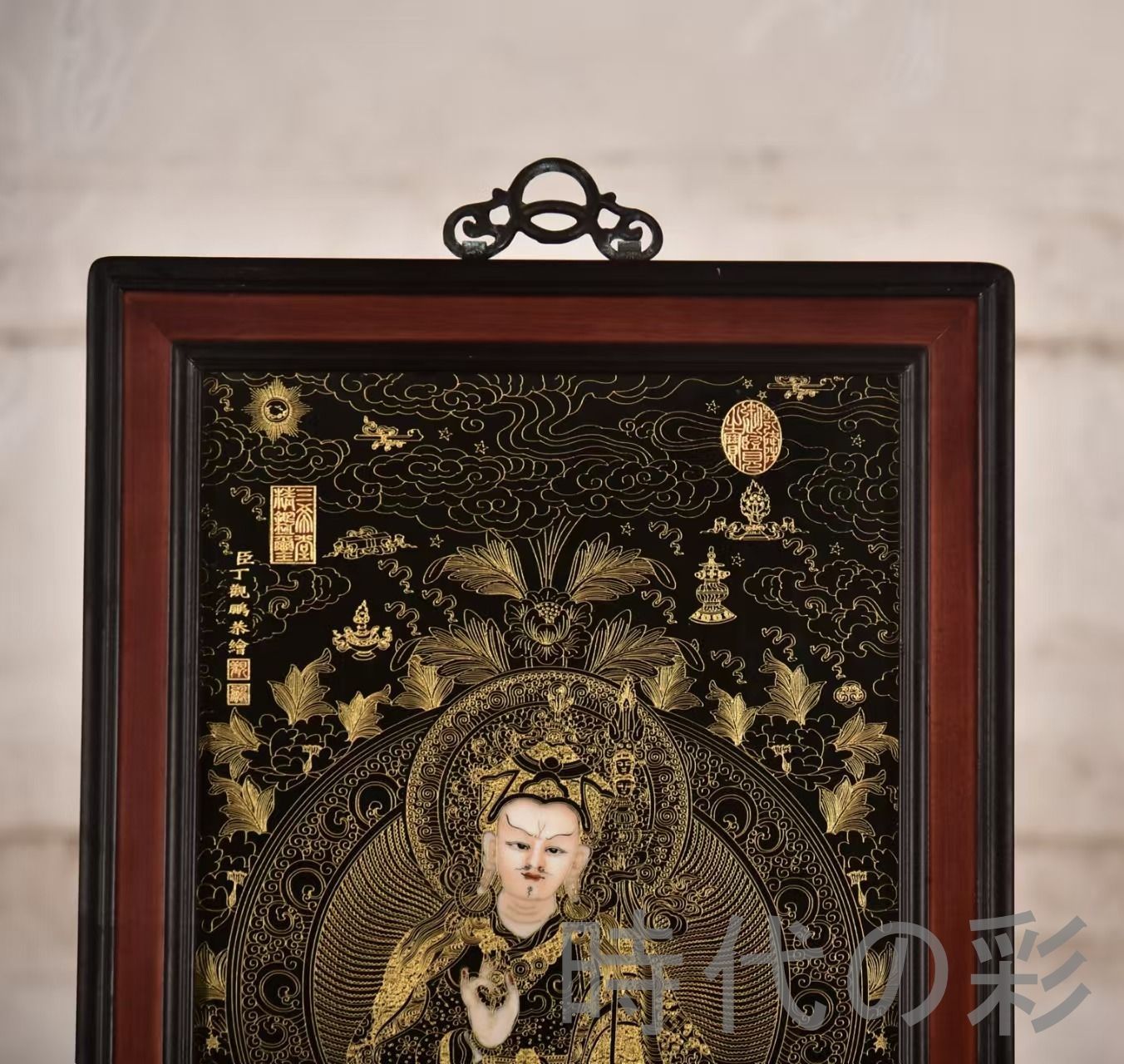 中国古美術 丁観鵬作 金線七宝唐カ観音図 磁板画 掛屏 紅木枠 黑地工芸骨董 收藏 彫花框 木彫り額縁 手描き磁器絵画 掛軸風 景徳鎮 書斎 茶室 R07101317 WWW_NOITHATQUANGTHANH_NET