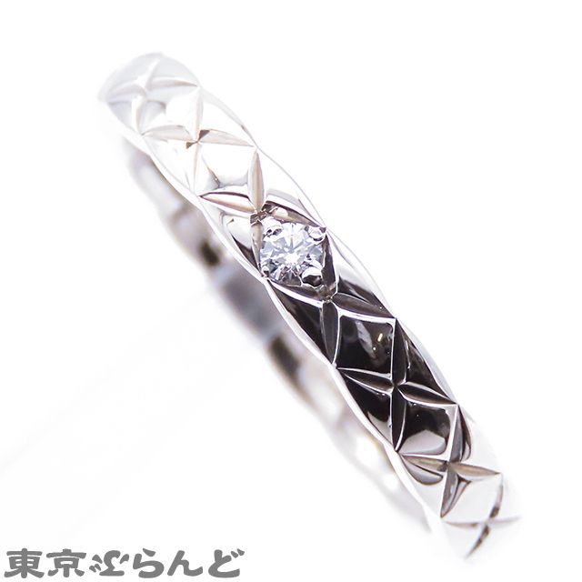 CHANEL プラチナ マトラッセリング 7.5号 1P ダイヤ Pt950 CHANEL】シャネル マトラッセ Pt950プラチナ×1Pダイヤモンド 14