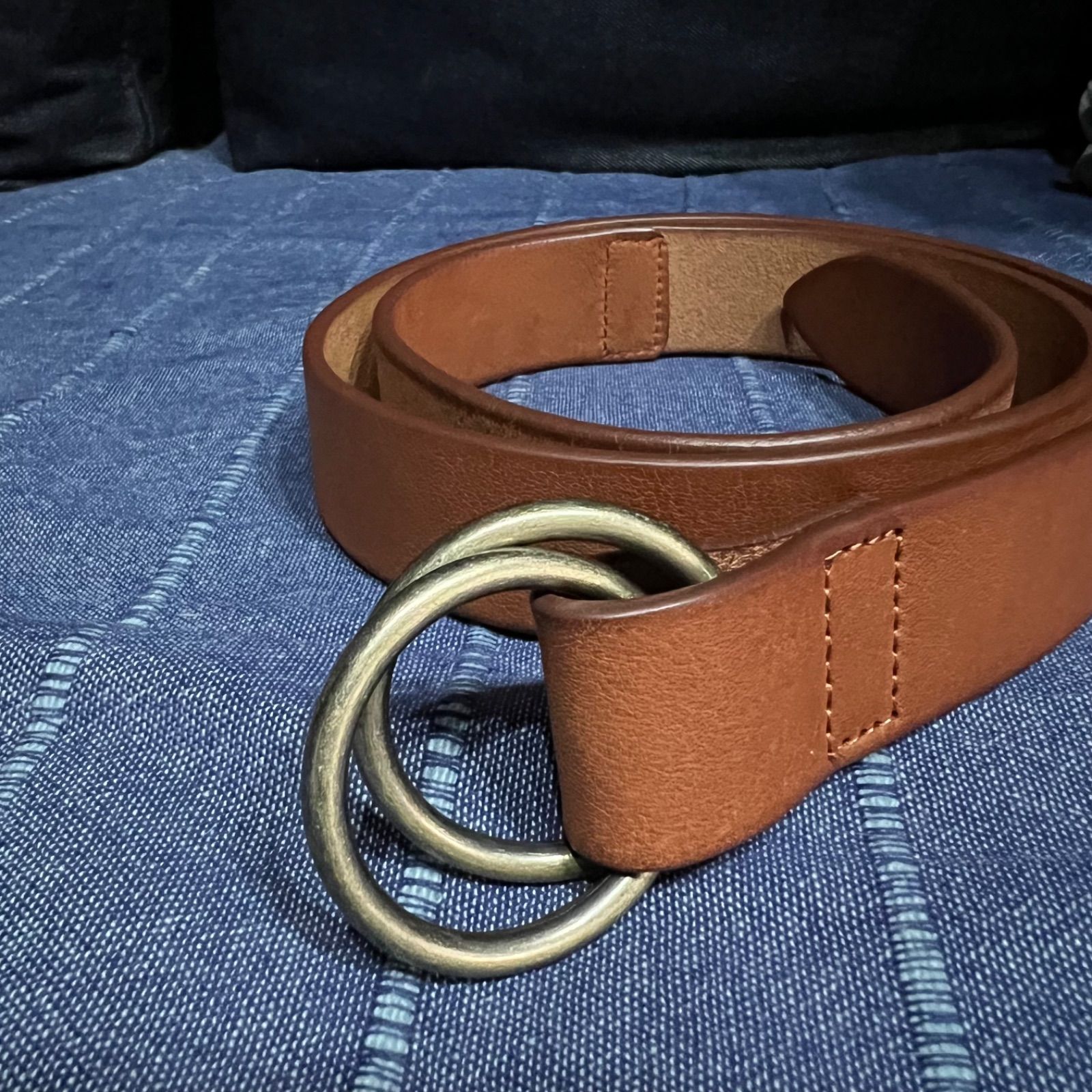 USA製 TANNER GOODS レザー ダブルリング ベルト 茶系 表記38 USA製 TANNER GOODS レザー ダブルリング ベルト 茶系 表記38