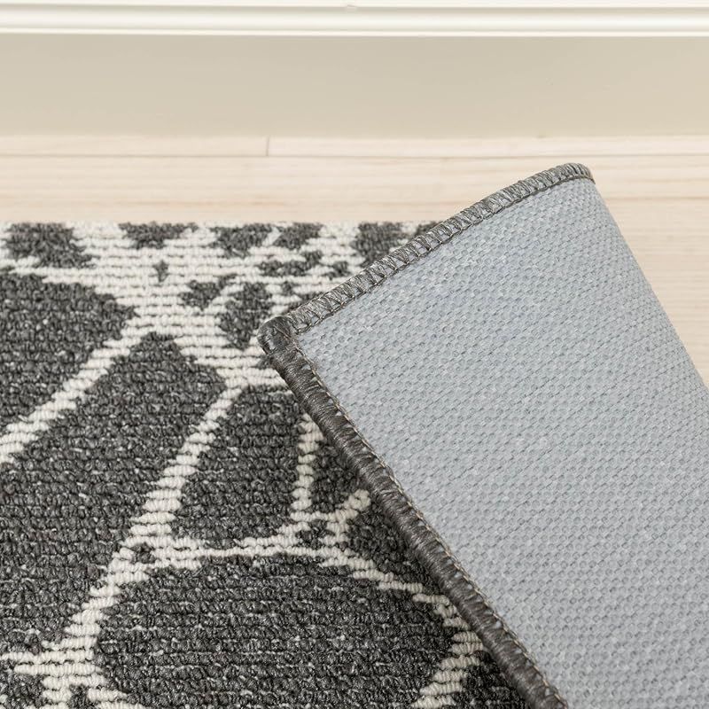 センコー PENTELIKON キッチンマット インテリアマット 約50× 120cm グレー ギリシャ製 薄手 床暖房 洗える 0