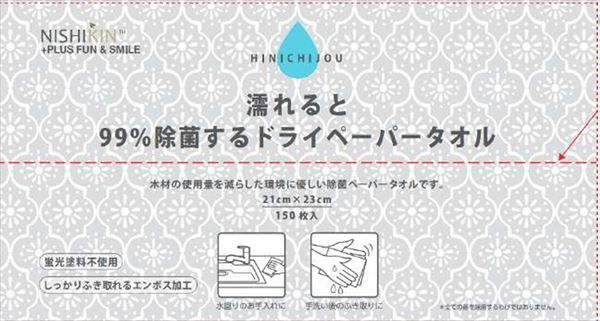 まとめ買い-40点セット ＮＩＳＨＩＫＩＮ濡れると９９％除菌するドライペーパータオル 錦尚金 キッチンタオル
