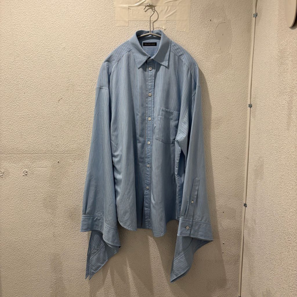 人気 BALENCIAGA バレンシアガ 25SS Knotted Cuff Shirt 長袖シャツ トップス