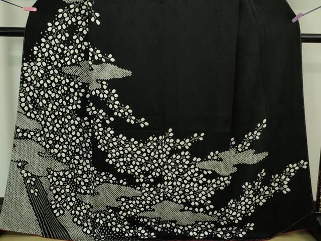 平和屋着物□極上 訪問着 絞り 草花文 黒地 逸品 未使用 DZAA7838kh5 平和