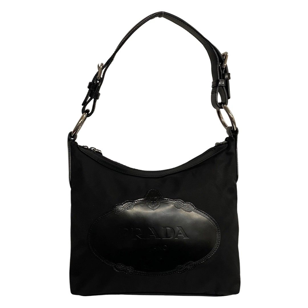極 美品 希少品 PRADA プラダ ロゴ ナイロン レザー 本革 ワン 極 美品 希少品 PRADA プラダ ロゴ ナイロン レザー 本革 ワン