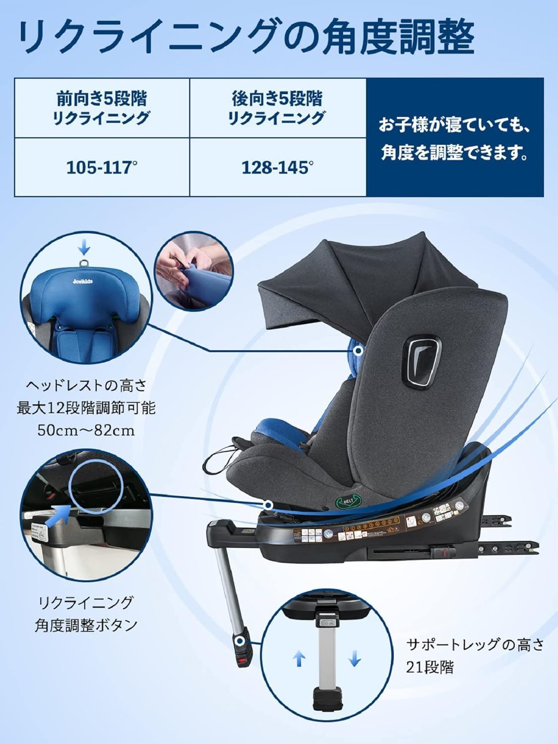 極美品】 Jovikids チャイルドシート ISOFIX、 360°回転式 i-Size R129適合 K0712 0731ML004  0120240726101640 - メルカリ