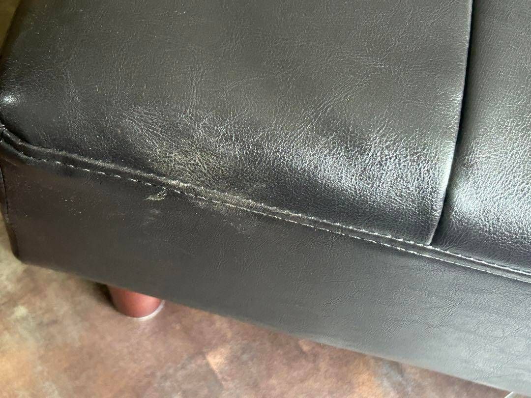 希少　3Pソファ　ソファベッド　ブラックレザー　ボタンダウン　ヴィンテージ　IH 希少 3Pソファ ソファベッド ブラックレザー ボタンダウン