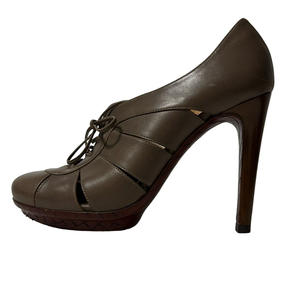 BOTTEGA VENETA ボッテガヴェネタ シューズ 36 レディース - グレーベージュ レースアップ レザー