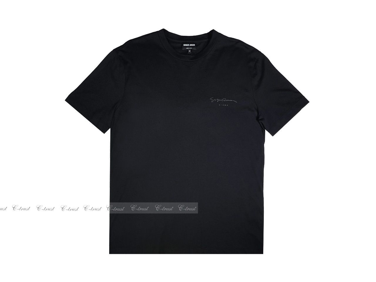 GIORGIO ARMANI ジョルジオ アルマーニ Tシャツ ピマコットン クルーネック ロゴ イタリア製 新品 ☆ ブラック K990-BK-48  - メルカリ