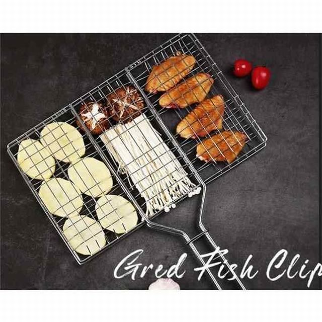 から厳選した 焼き網 炭焼き 多機能焼き網 炭火魚焼き器 木製柄付き 焼き魚 バーベキュー・調理用品