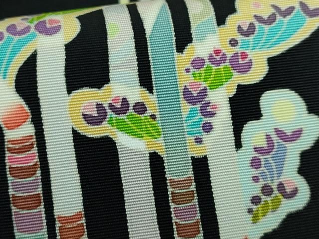 平和屋本店■極上　本加賀友禅作家　中町博志　塩瀬　つけ帯　枝葉文　黒地　逸品　DZAA5307kh5 平和屋本店□極上 本加賀友禅作家 中町博志 塩瀬 つけ帯 枝葉文 黒地