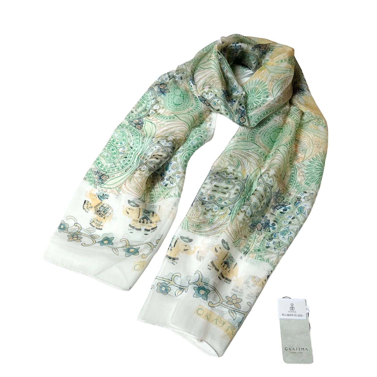 インショップ 新品 OKAJIMA 岡重 SILK シルク 絹 ショール