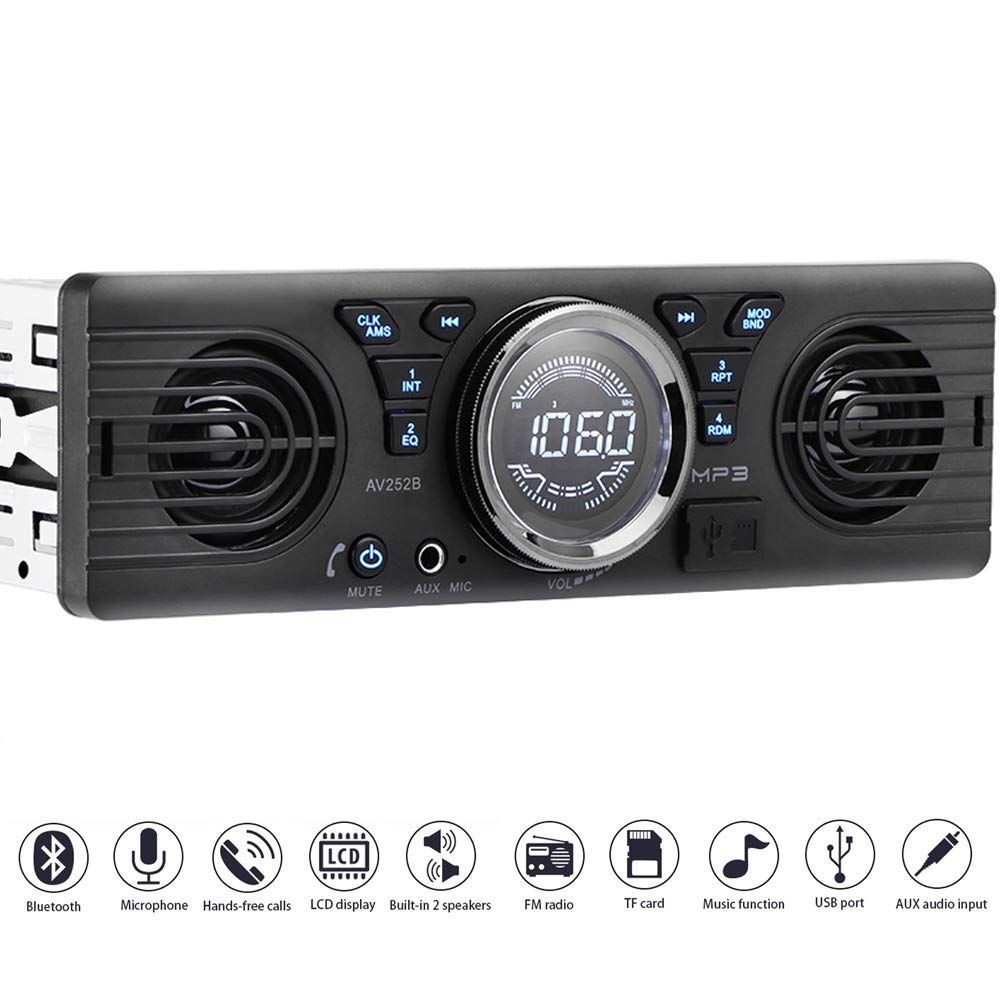 【特価商品】【76-108MHz 日本国内FMラジオ対応】 TFカードポート付きBluetooth / 12Vインダッシュカーラジオオーディオプレーヤー内蔵2スピーカーステレオFMサポートUSB Din 1 Universal PolarLander