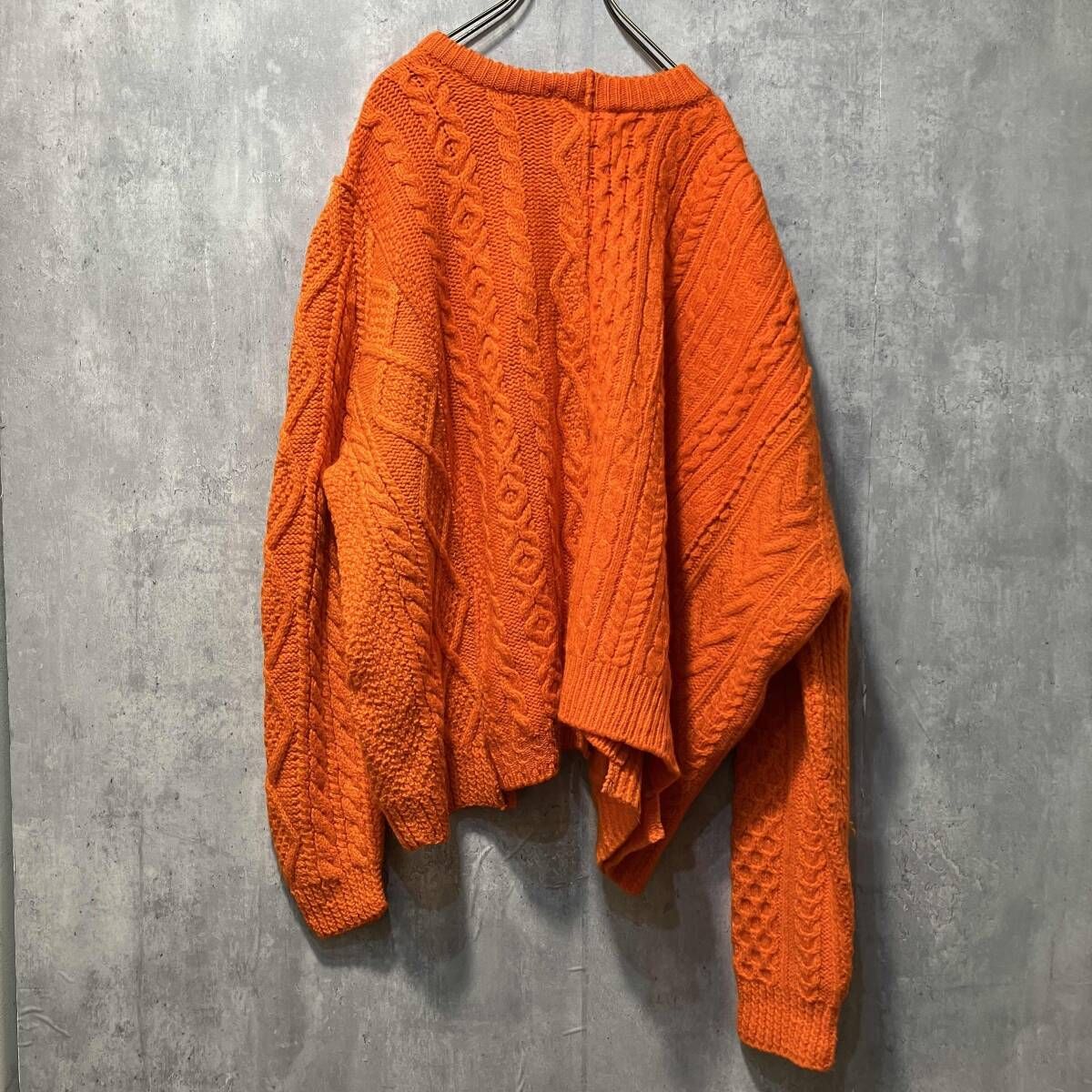 77circa 再構築アシンメトリーフィッシャーマンニット オレンジ