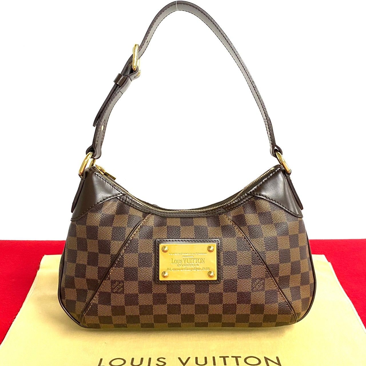極 美品 LOUIS VUITTON ルイヴィトン テムズ PM ダミエ レザー セミ  