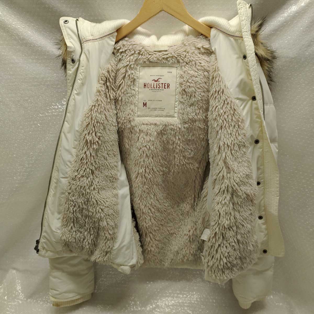 Hollister Co ホリスター ナイロン ジャケット 裏フリース ホワイト 