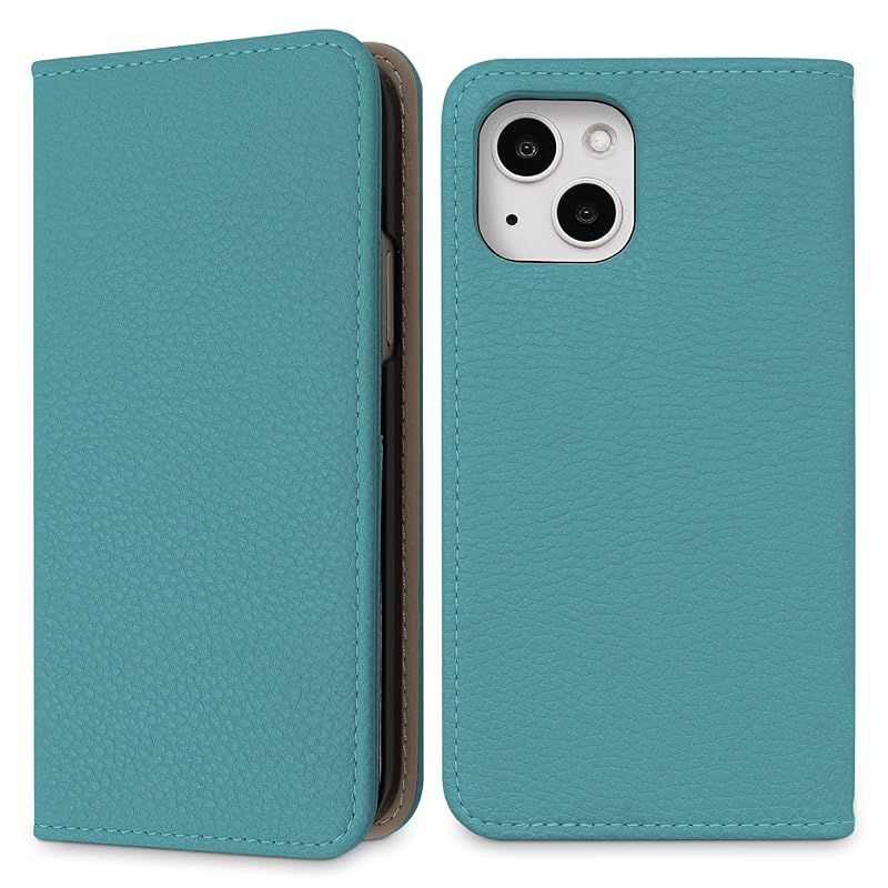 新品　MINTY iPhone13 mini ケース 手帳型 ベルトなし ターコイズ