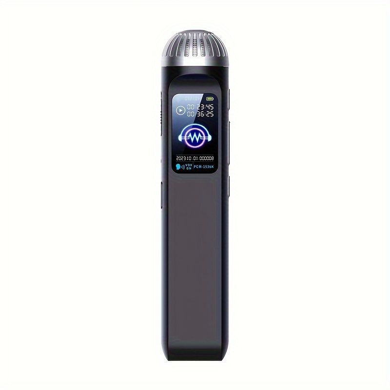 プロフェッショナルデジタルレコーダー（画面付き）- 64GB、1536Kbps、スピーチ・会議・インタビュー用音声起動ノイズリダクション - 3.5mmジャック、充電式バッテリー