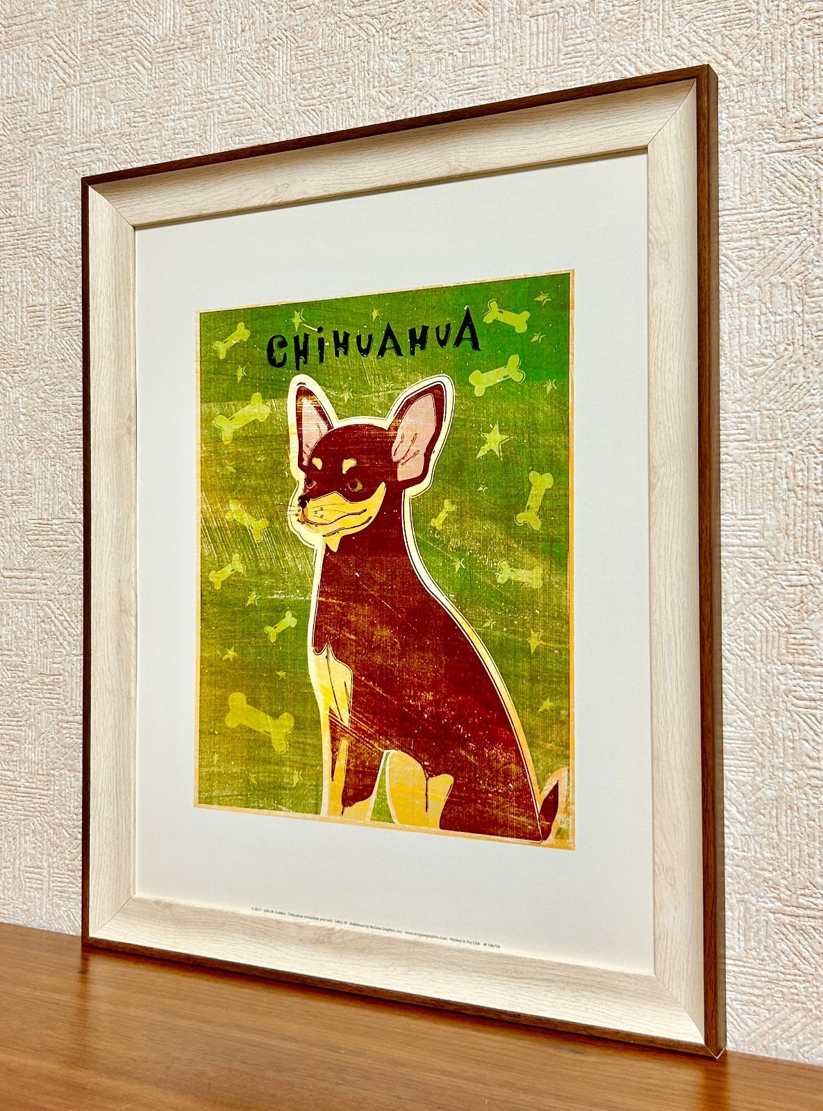 新品☆額縁付アートポスター☆犬の絵☆Chihuahua (chocolate and