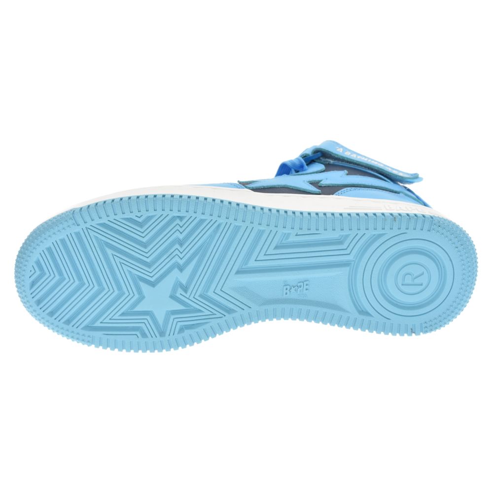 A BATHING APE アベイシングエイプ BAPE STA MID SAX M191010 ベイプスタミッドカットスニーカー ブルー US8.5/26.5cm A BATHING APE (アベイシングエイプ) BAPE STA MID SAX M191010