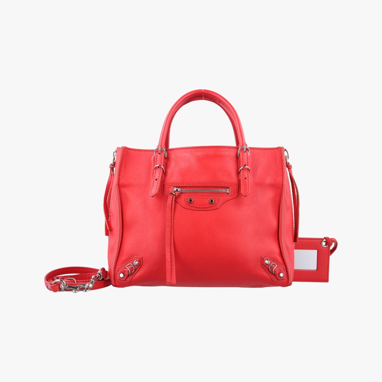 バレンシアガBalenciagaペーパー A6 ジップアラウンドレッドレザー370926357333.6513.F.535269