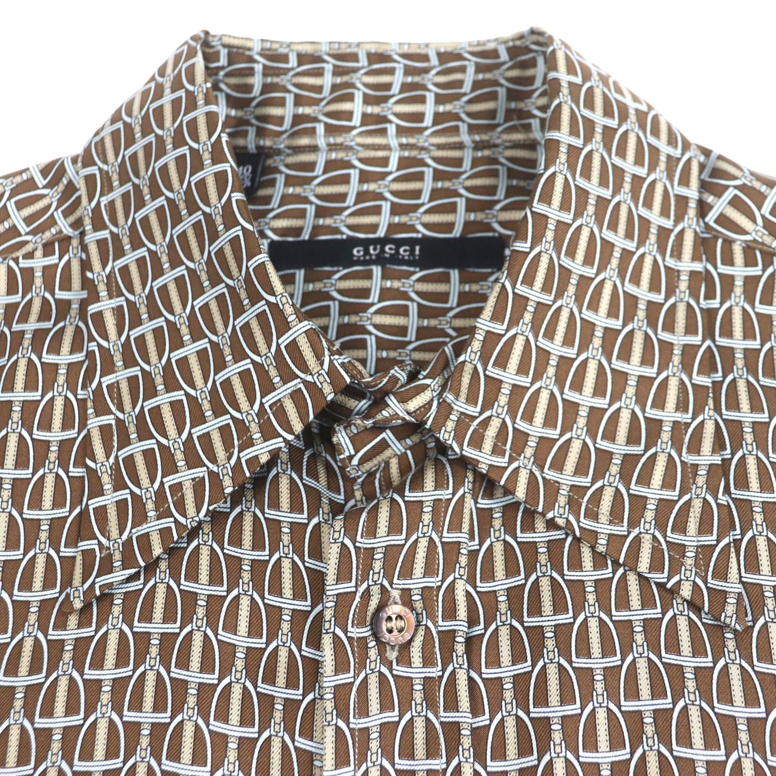 極美品▽GUCCI グッチ シルク100% トムフォード期 総柄 馬具鐙 ロゴ  