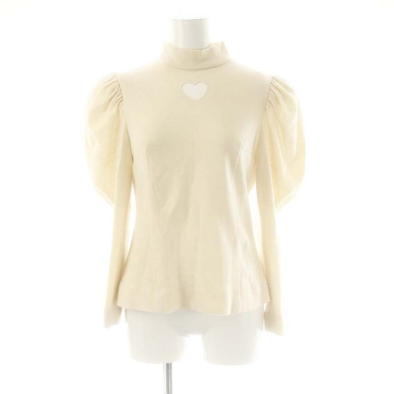 シーニュ Cygne Coeur ウール ハートカット パワーショルダートップス カットソー 0 アイボリー |MI OS