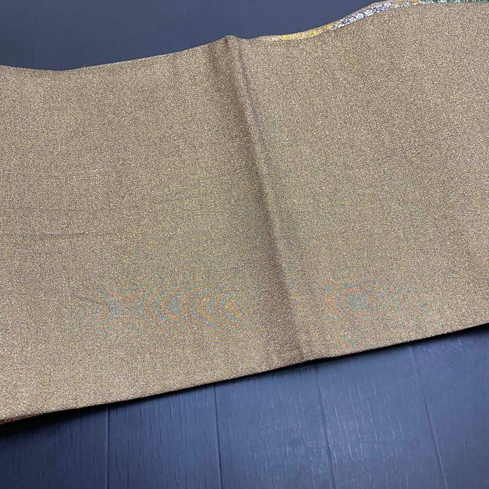 【袋帯】刺繍 金 黒 全通柄袋帯 色無地 訪問着 付け下げ 中古 礼装 正絹 仕立て上がり リサイクル 438cm 2845 袋帯】刺繍 金 黒 全通柄袋帯 色無地 訪問着 付け下げ 中古 礼装 正絹