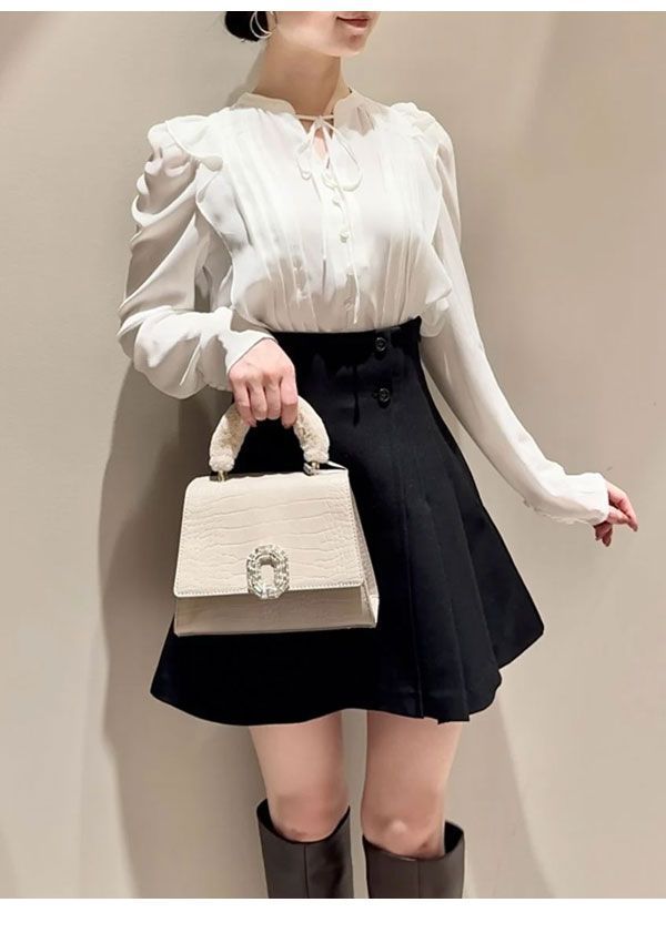 FOXEY フォクシー シルクフレアスカート 茶系 ミニスカート レディース