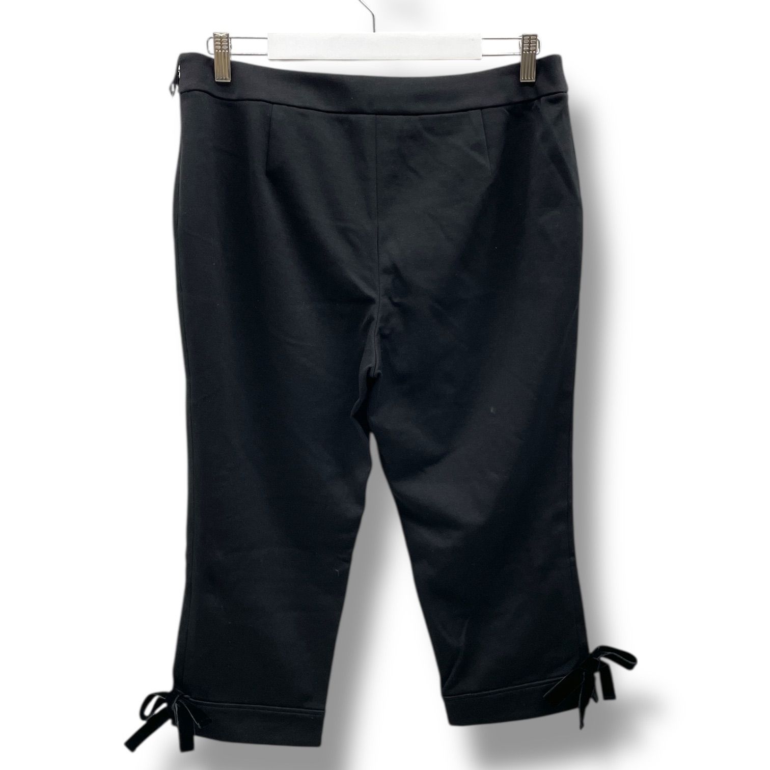 ♥ タグ付き Leilian レリアン ストレッチパンツ クロップドパンツ 七部丈 リボン サイドファスナー 大きいサイズ JS-1302706 黒 ブラック 15サイズ レディース 通年 ゴーゴー古着マルイファミリー溝口店 18 No.110