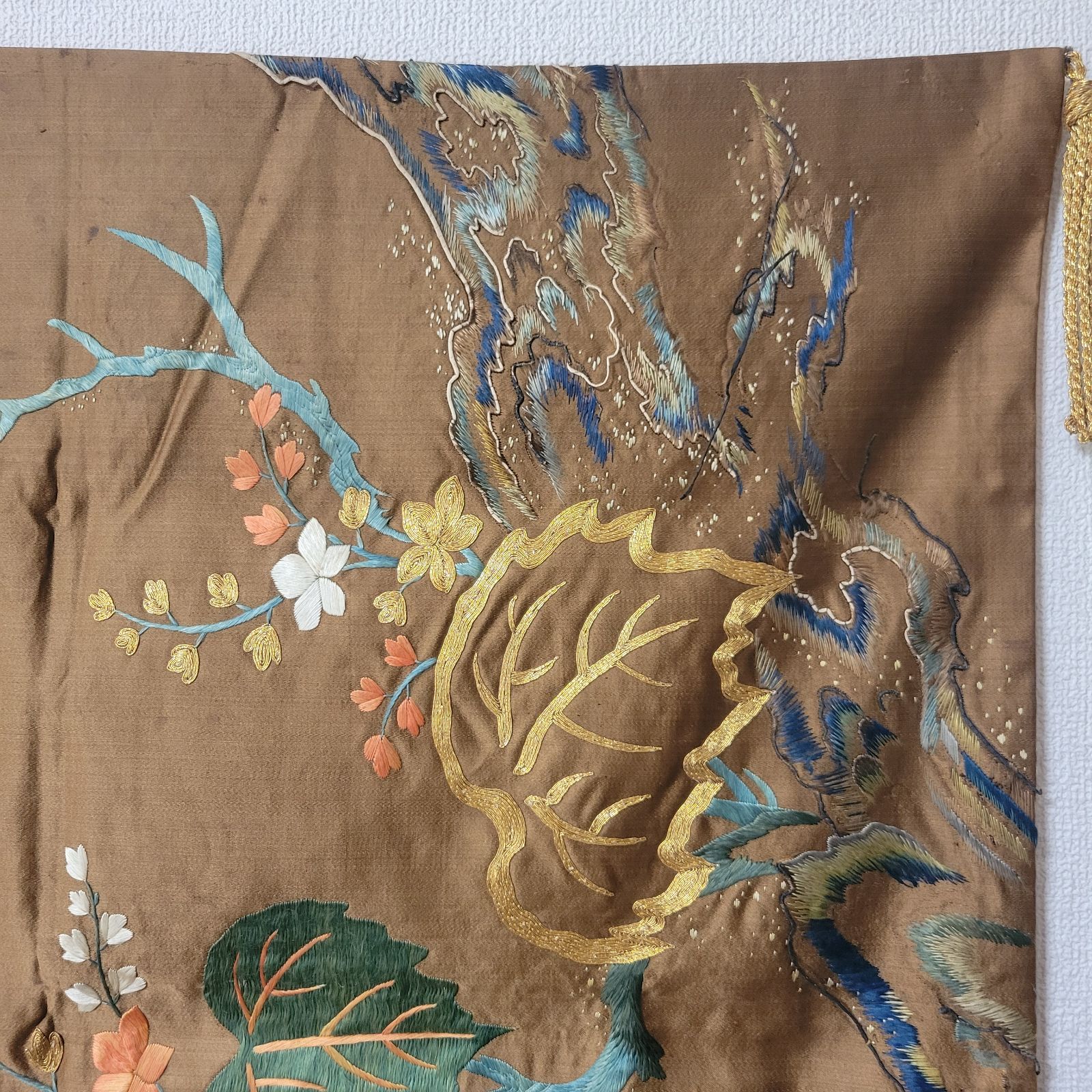 中国のアンティーク刺繍 刺繍(駒繍)1021 蘇州刺繍画 - 桃花源(中国茶・茶器・インテリア雑貨)