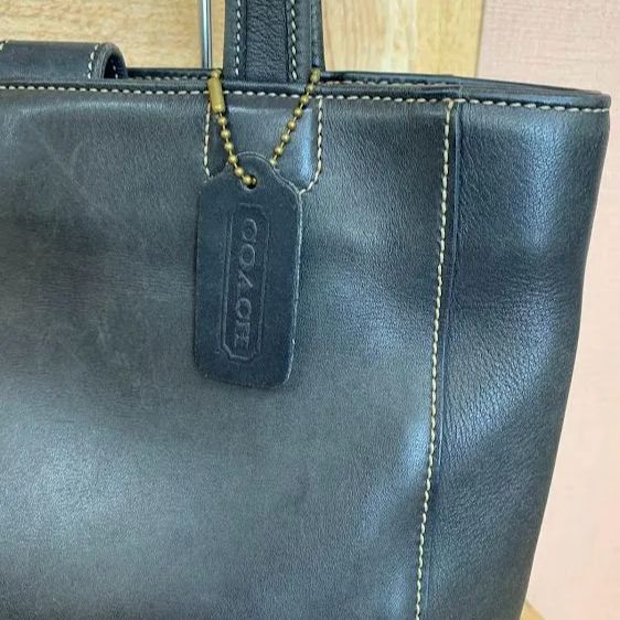 OLD COACH オールド コーチ ブラック レザー トートバッグ ステッチ