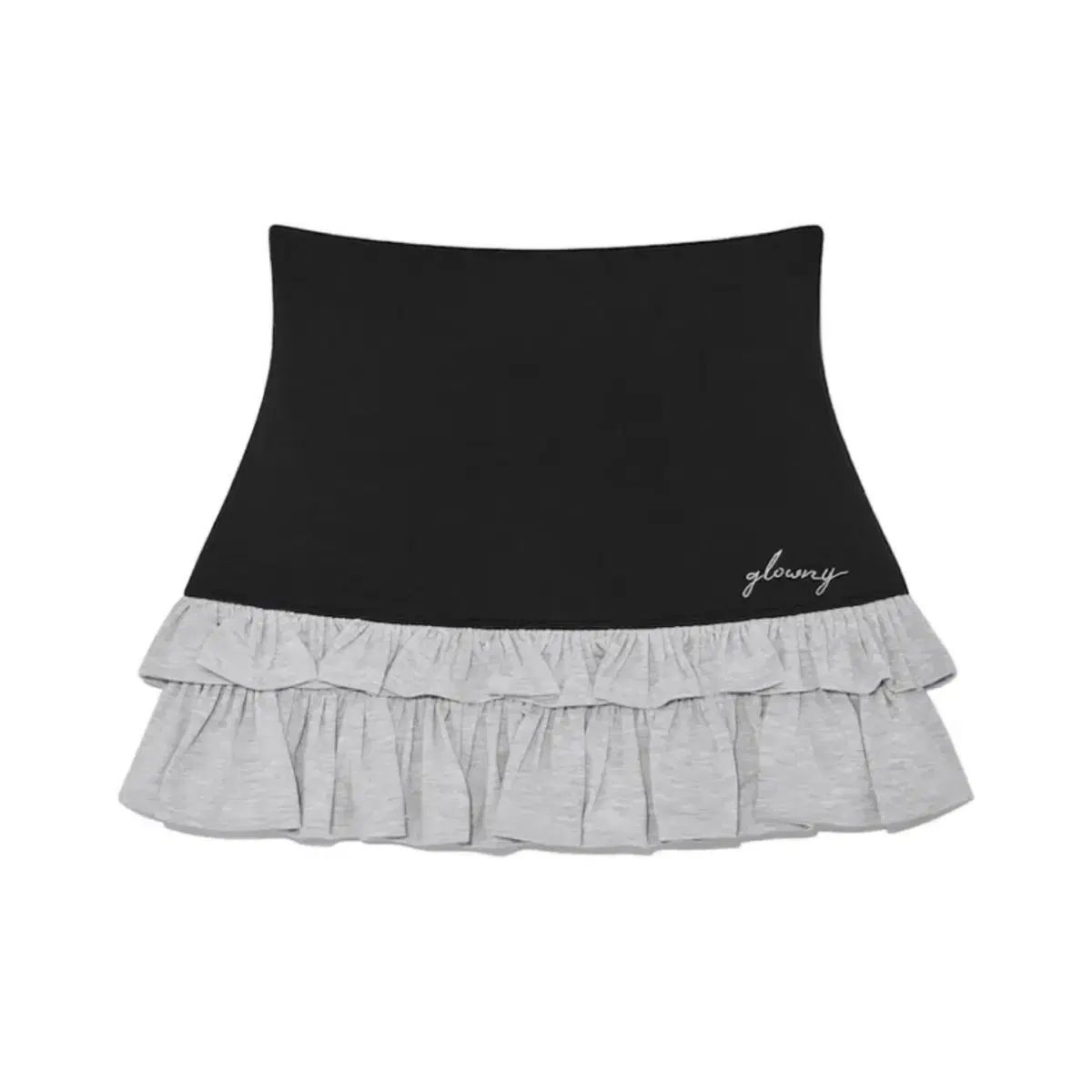 GLOWNY グロウニー LULU RUFFLE MINI SKIRT メランジェ グレー L