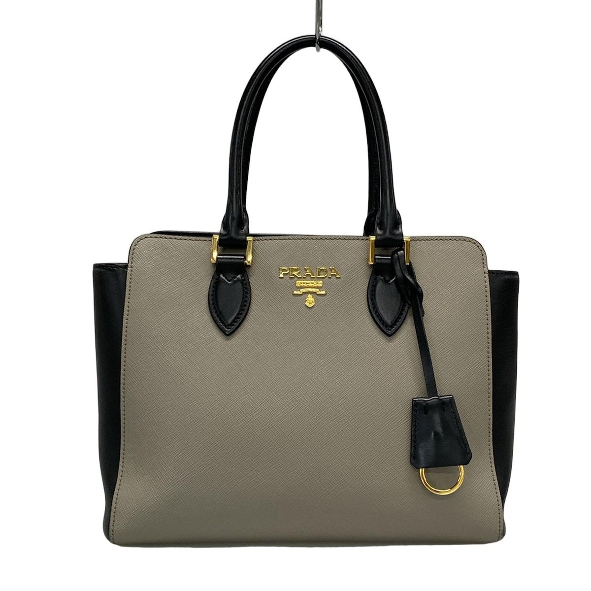 PRADA プラダ トートバッグ - グレー×黒 バイ レザー