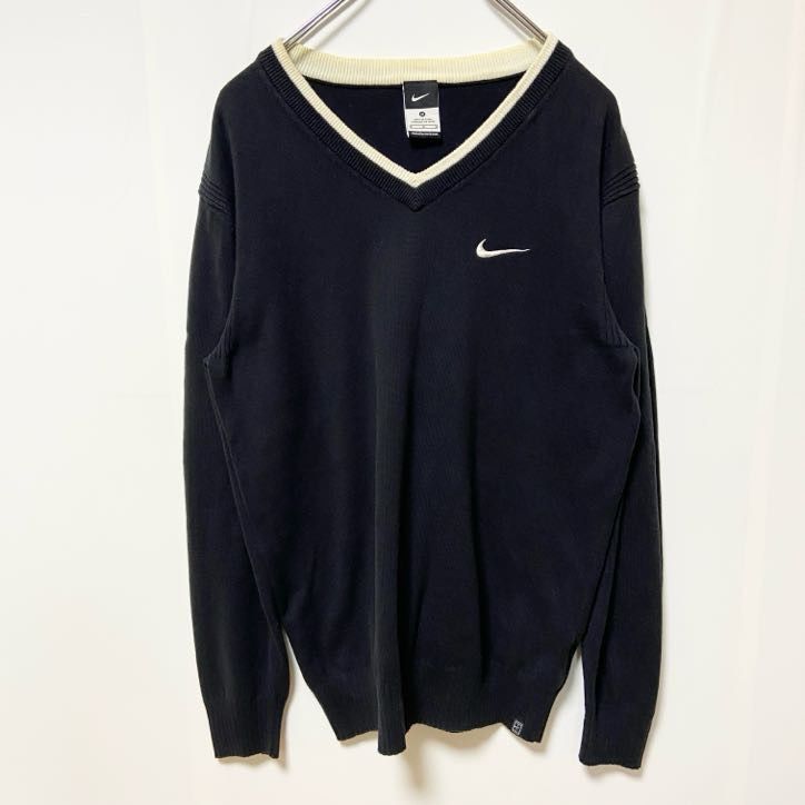 古着 used NIKE ナイキ 長袖ワンポイントロゴ刺繍Vネックセーター 