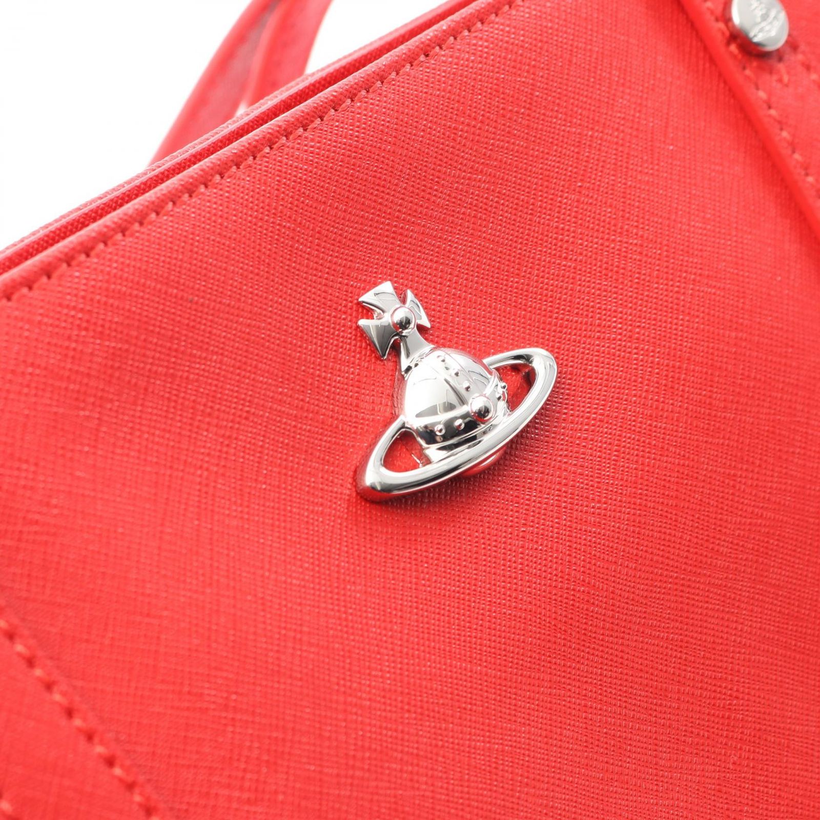 ヴィヴィアンウエストウッド オーブメタル キャンバスレザー トートバッグ レッド ヴィヴィアンウエストウッド Vivienne Westwood トートバッグ