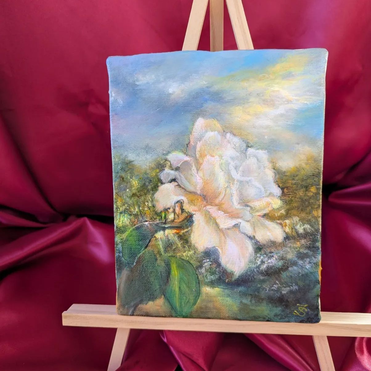 油絵　花風景画　絵画　バラ　ファインアート　真筆　静物画　黄色　花の絵 油絵 花風景画 絵画 バラ ファインアート 真筆 静物画 黄色 花の絵