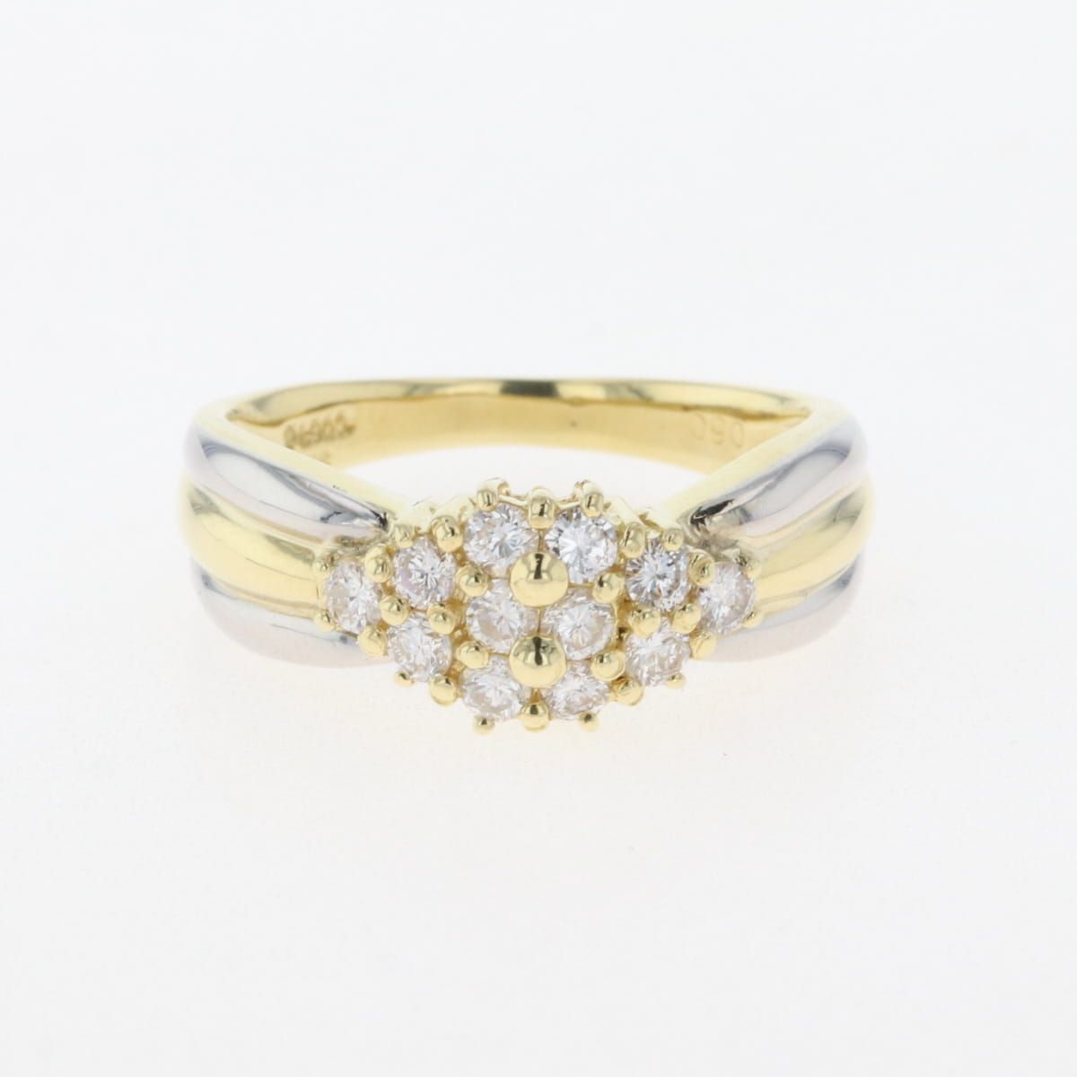 在庫一掃】 メレダイヤ デザインリング YG イエローゴールド プラチナ  
