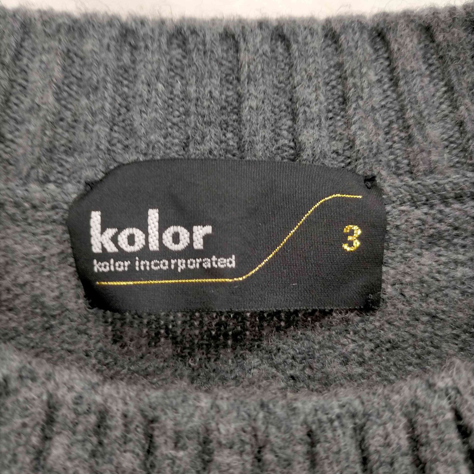 カラー kolor 21AW ウール レイヤードニット セーター 3 グレー