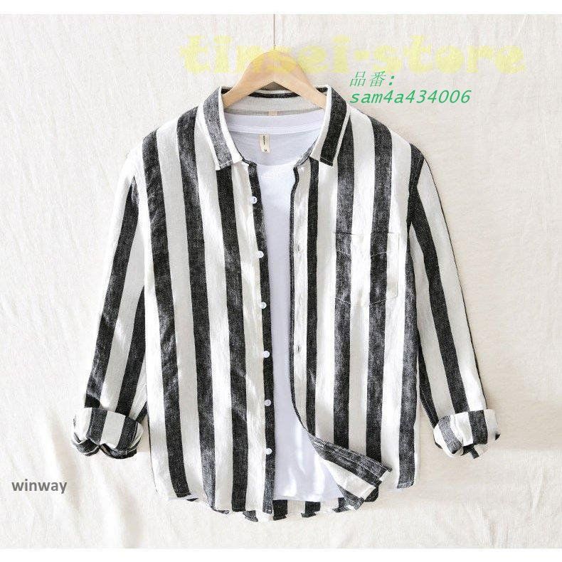ストライプ柄 カジュアルシャツ