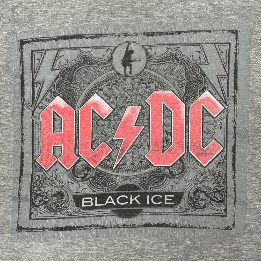 【XL】AC/DC　BLACK ICE　ブラックアイス　悪魔の氷　グレー　バンドTシャツ　バンT　古着