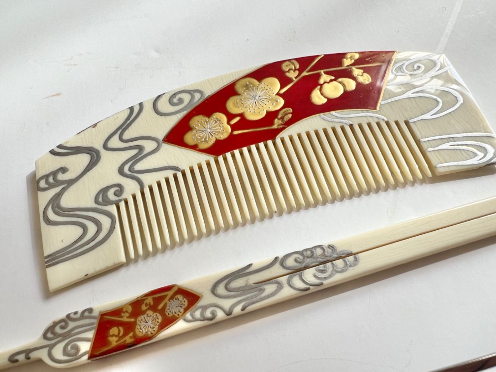 芸者用 梅 波 櫛 前小僧 4点セット 金属簪 日本髪 芸者 舞妓 芸妓 舞踊 舞台 簪 武家娘