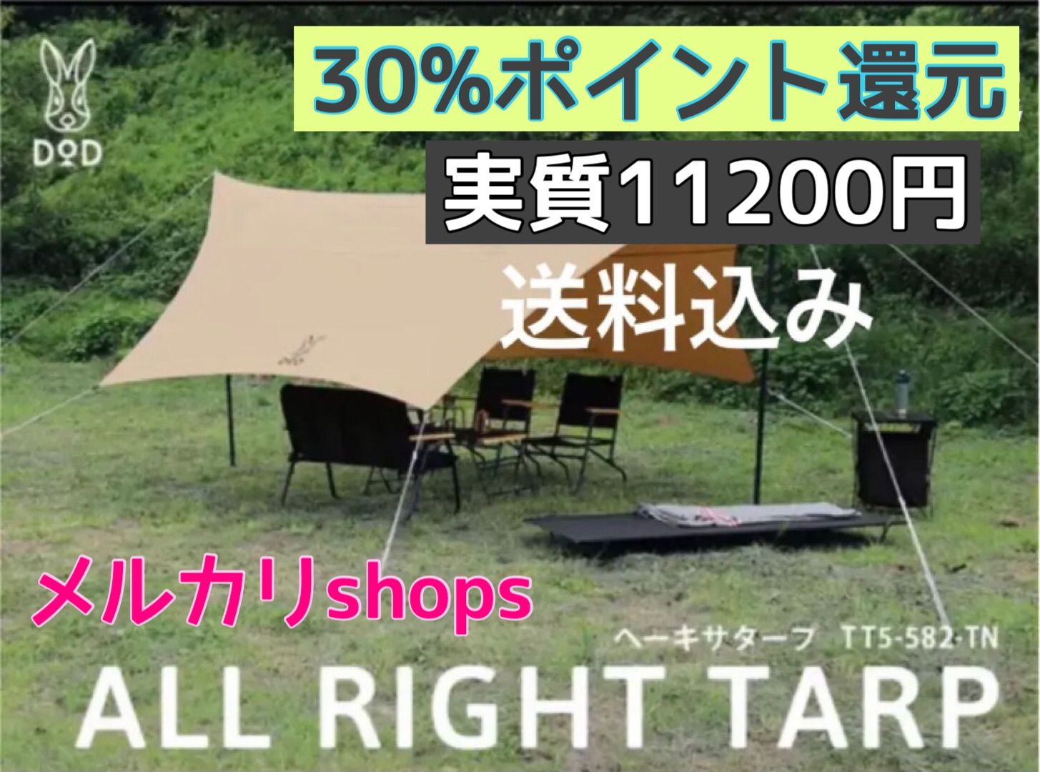 DOD ALL RIGHT タープ・シェード本体 黒 DODのヘーキサタープ（ALL RIGHT TARP）は安くてお買い得
