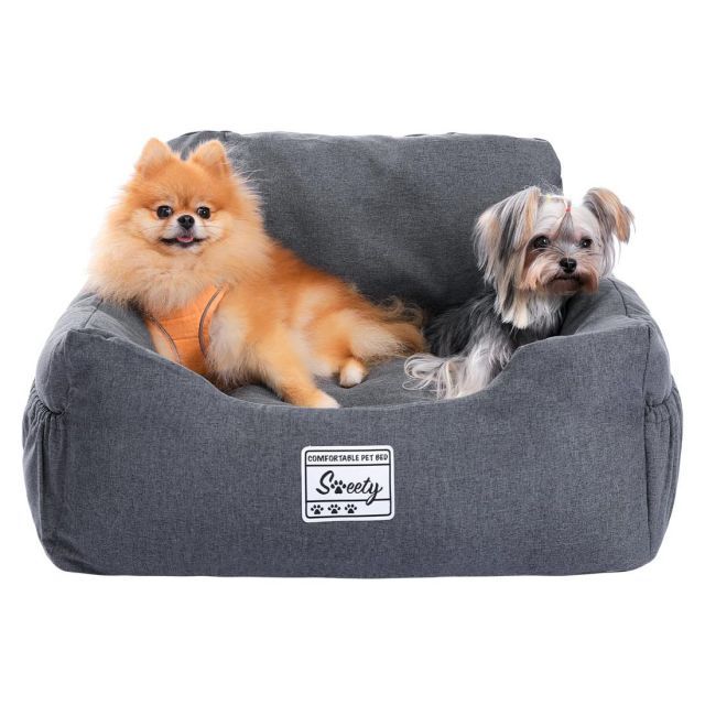 PAWZ Road ドライブベッド 犬 車 ドライブシート ドライブボックス ペット 助手席 キャリーバッグ 車載用 飛び出し防止 リード付き 取り外し 洗濯 おでかけ カー用品 Lサイズ グレー