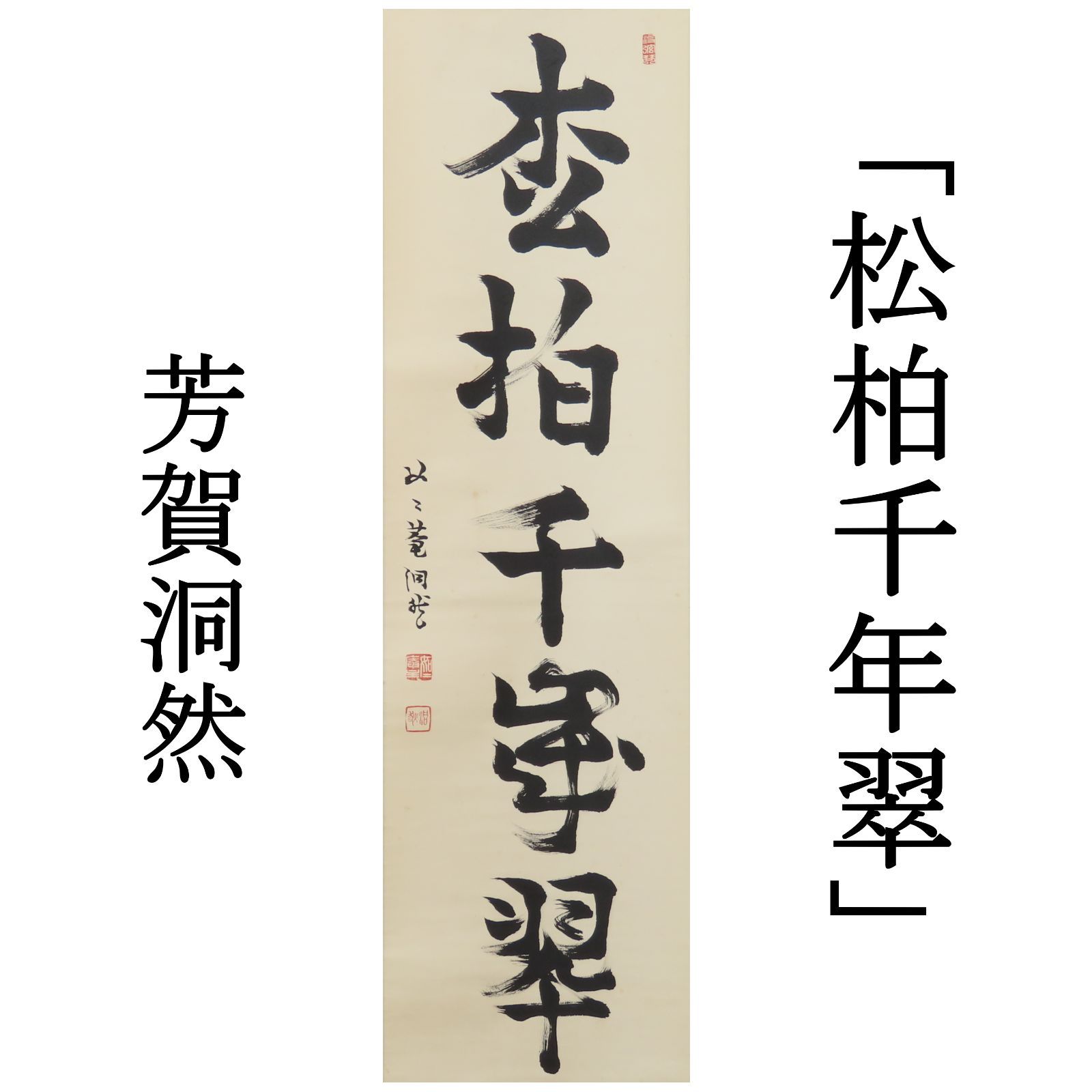 0196 芳賀洞然 真作保証 掛軸 臨済宗 妙心寺派 如々庵「松柏千歳