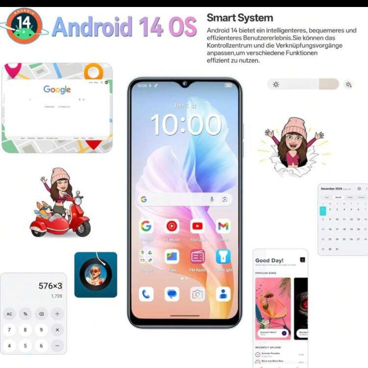 OUKITEL C36 スマートフォン SIMフリー 24GB+256GB/1TB、Android